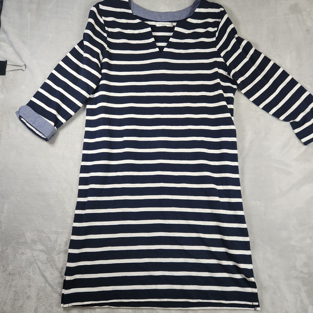 Beach‎ Lunch Lounge Blue Striped Tunic Dress Women's XL Coastal Casual Nautical